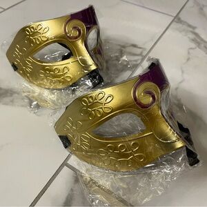 Gold and Purple Decorative Masquerade Masks - Set of 2